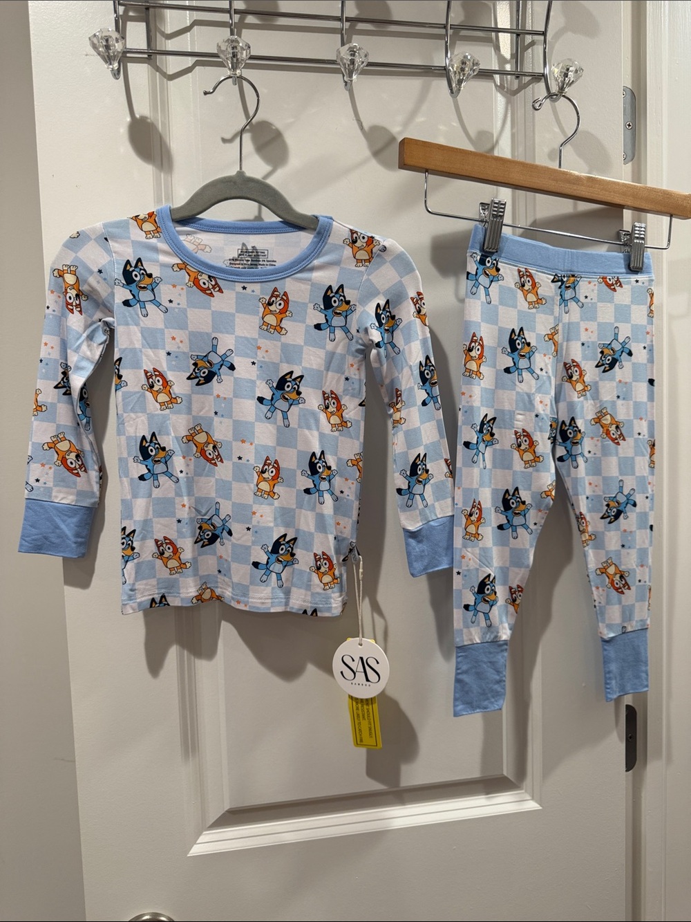 Kids Bamboo Bluey & Bingo Checkered Pajama Set size 2T NWT